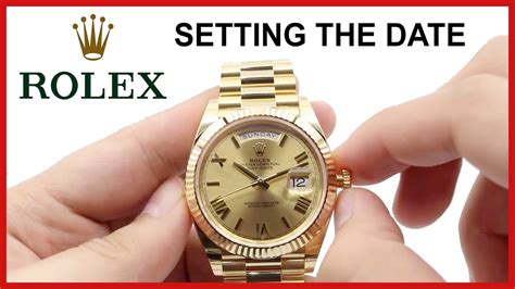 adjusting date on rolex datejust|setting a rolex day date.